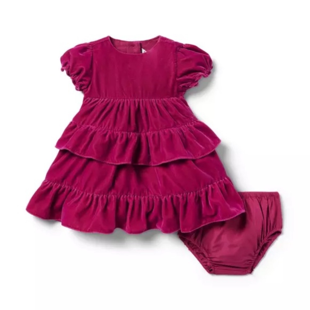 Janie and Jack | Baby Tiered Velvet Dress Size 12/18 Month